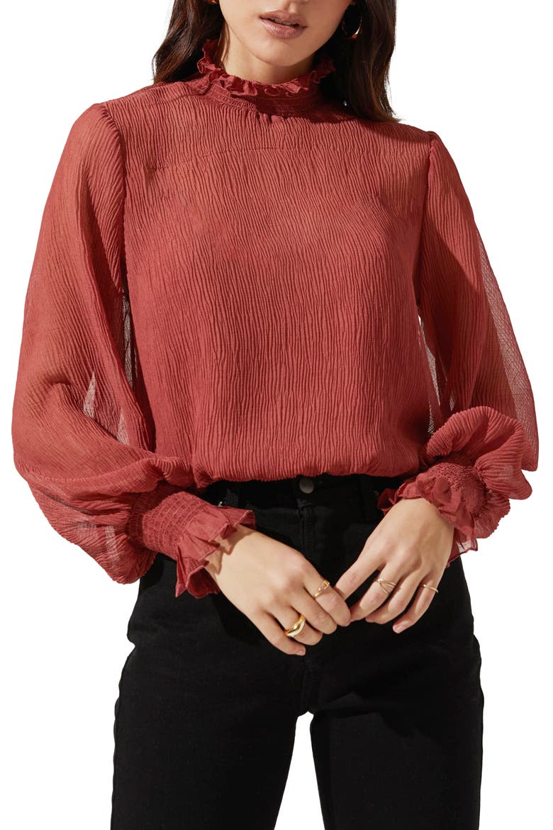 Mock Neck Top, Main, color, MARSALA