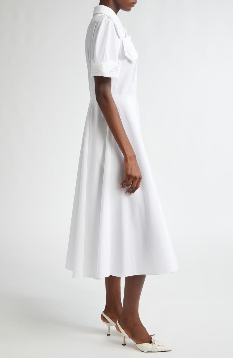 Erdem Rosette Short Sleeve Cotton Poplin Shirtdress, Alternate, color, 