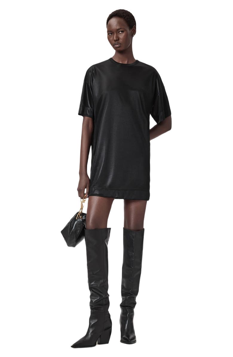 AllSaints Sparkle T-Shirt Minidress, Alternate, color, Black