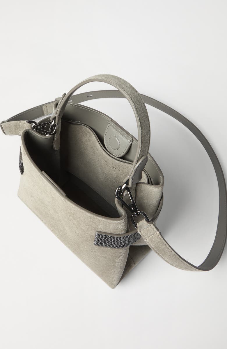 Brunello Cucinelli Small Top-Handle Essence bag, Alternate, color, Khaki