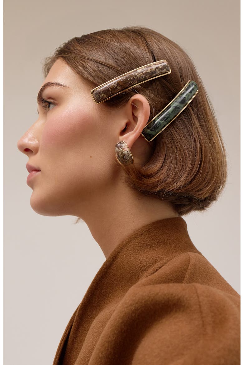 Cobee Marble Barrette, Alternate, color, MALACHITE