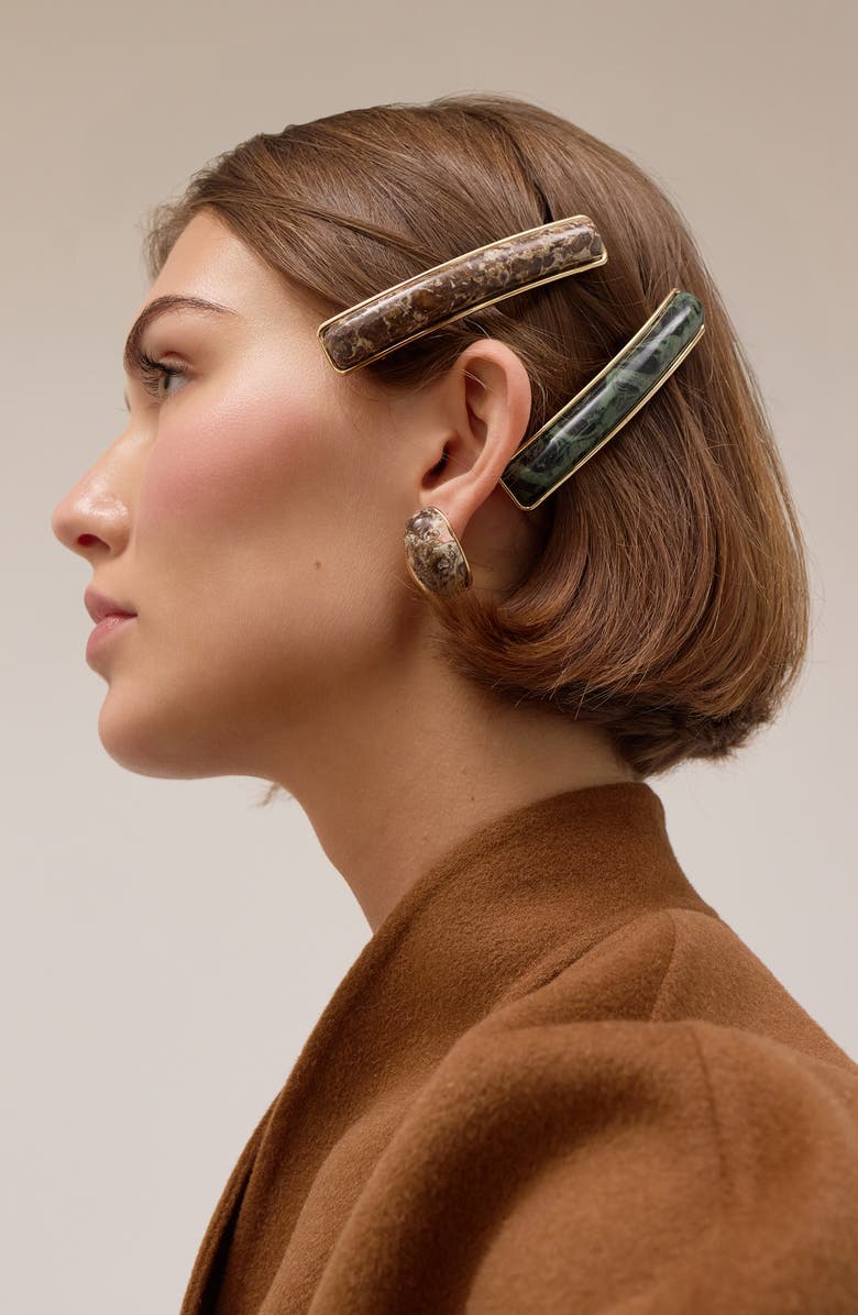 LELET NY Cobee Marble Barrette, Alternate, color, Malachite