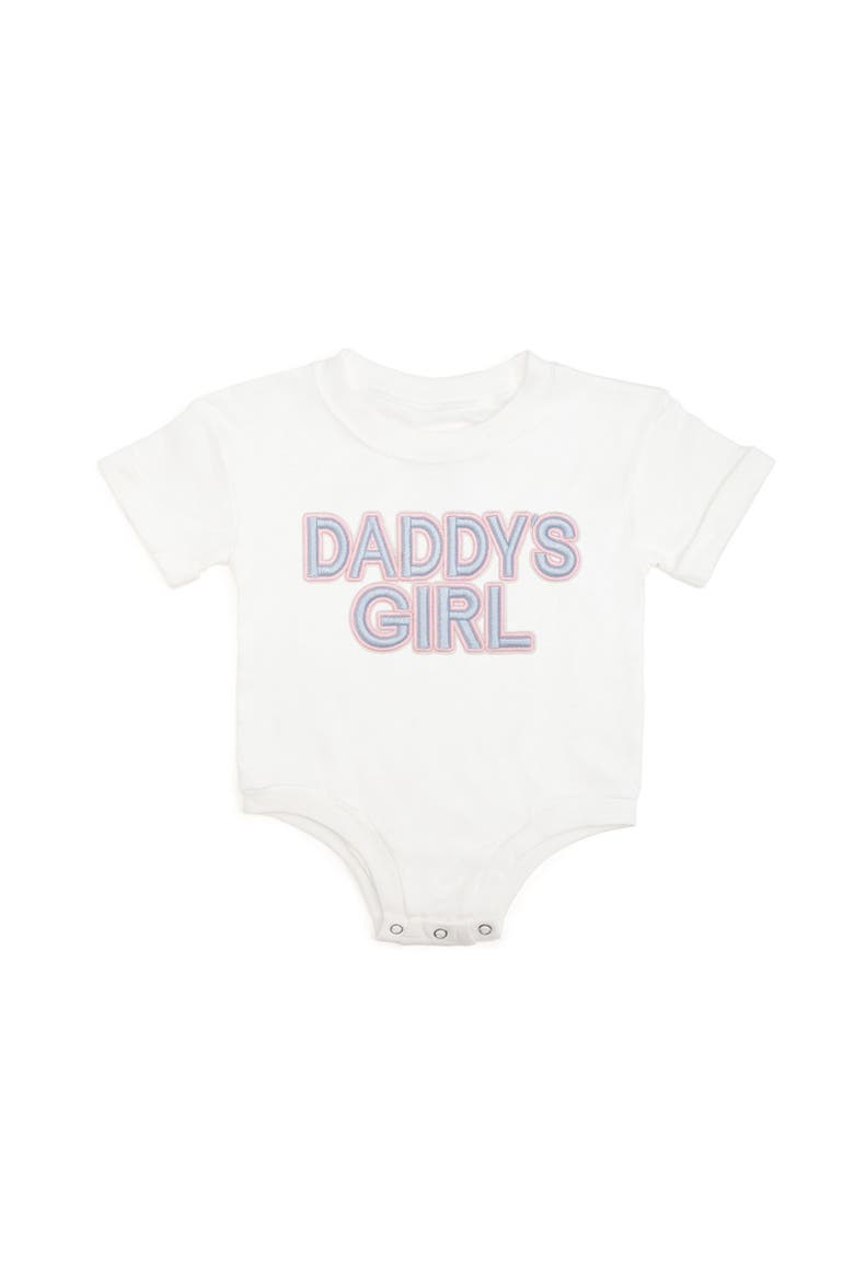 Daddy's Girl Patch Short Sleeve Romper, Main, color, White