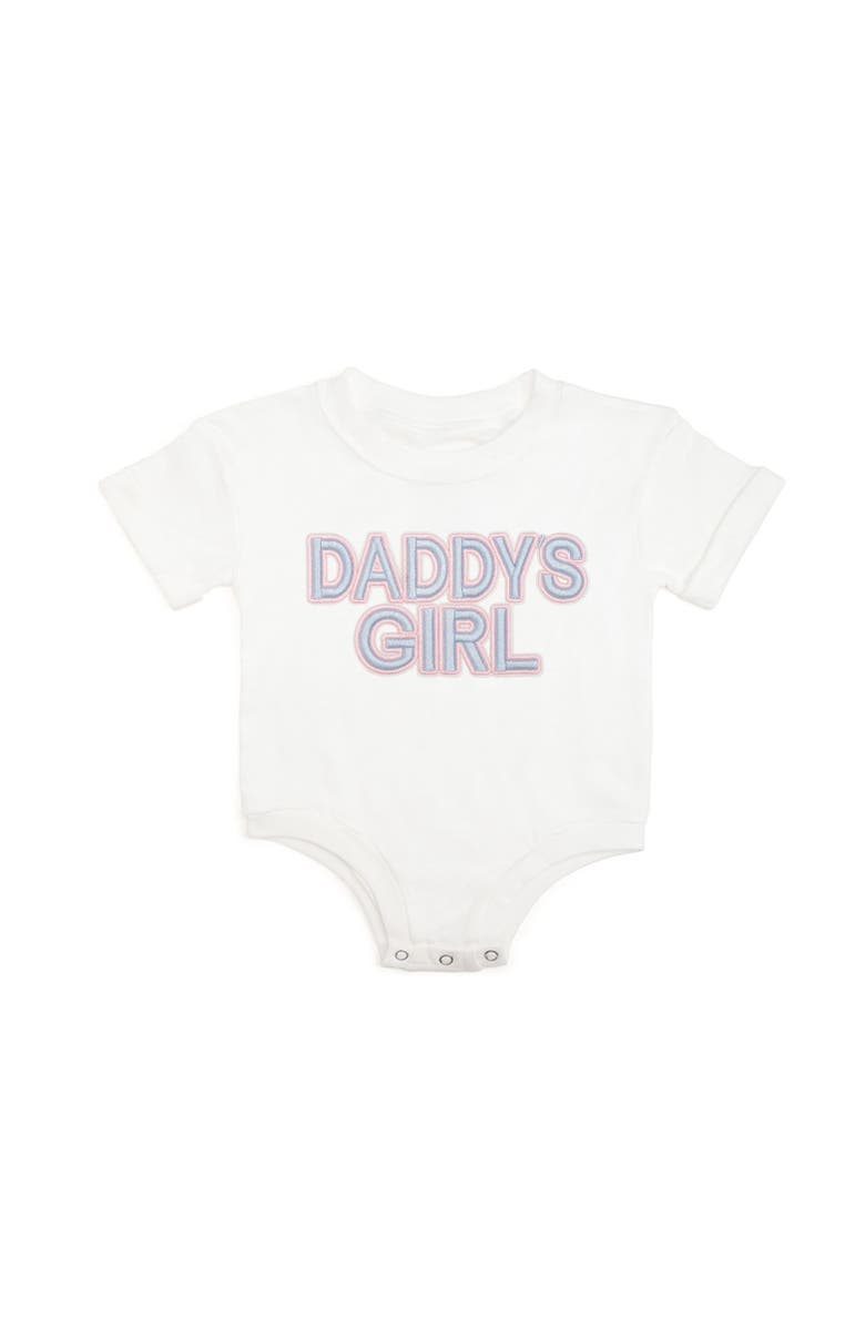 Sweet Wink Daddy's Girl Patch Short Sleeve Romper, Main, color, White
