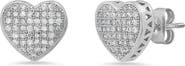 STEELTIME HMY Jewelry Pave Simulated Diamond Heart Stud Earrings