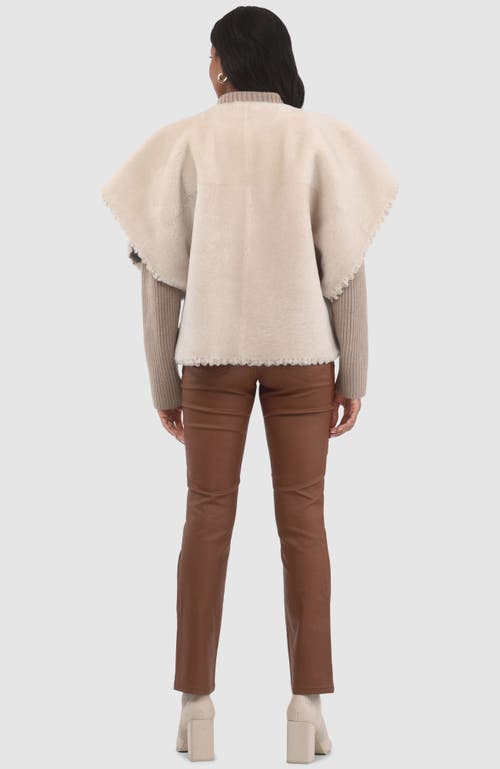 Gorski Reversible Collarless Shearling Lamb Jacket In White
