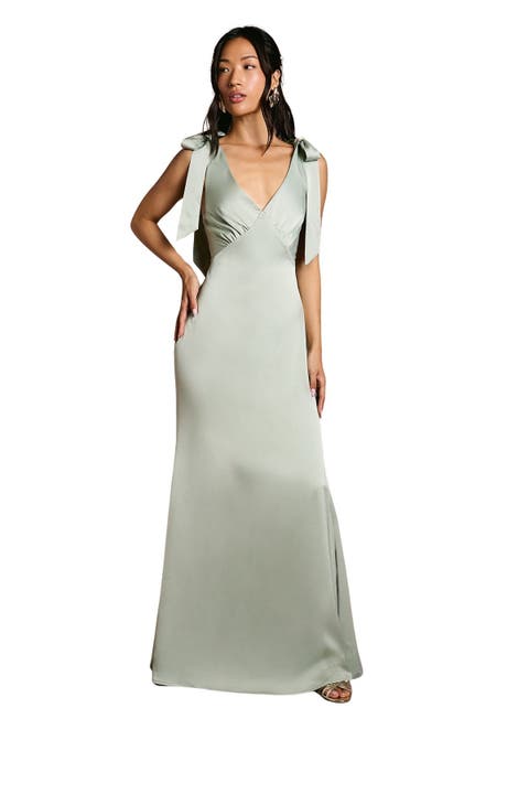 Petite Satin Back Maxi Bridesmaid Dress