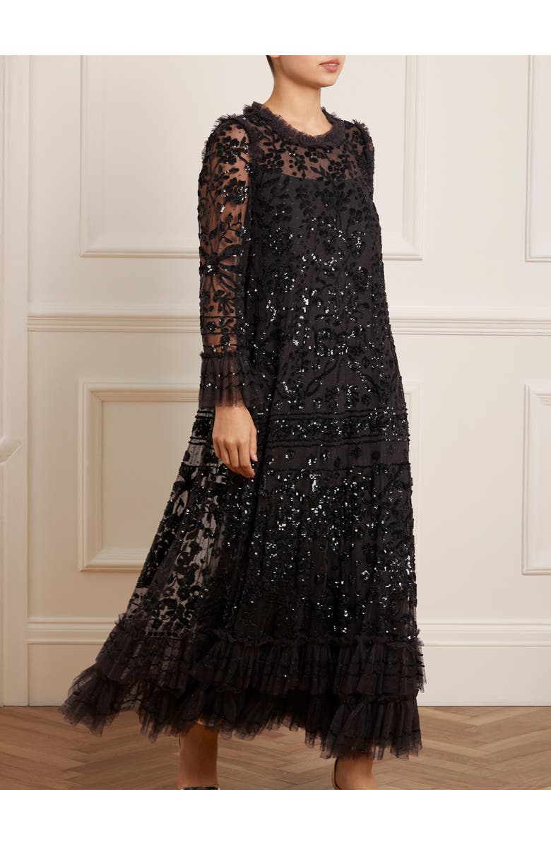 Needle & Thread Celia Long Sleeve Ankle Gown, Alternate, color, Graphite