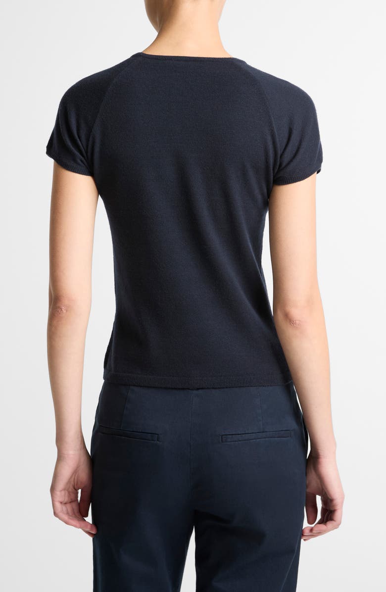 Vince Short Sleeve Wool Blend Sweater, Alternate, color, Eclipse