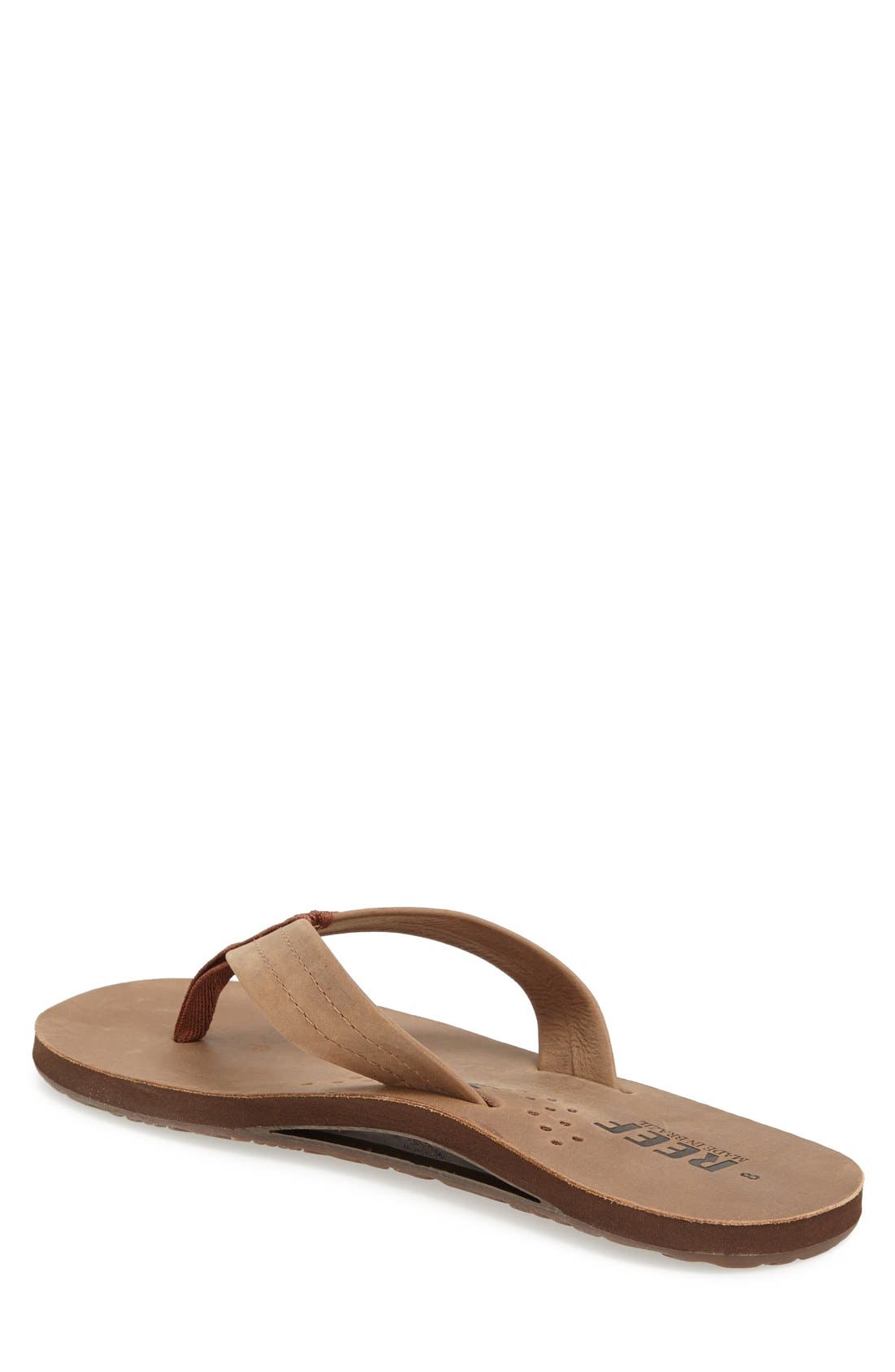 Reef 'Draftsmen' Leather Flip Flop, Alternate, color, Bronze Brown