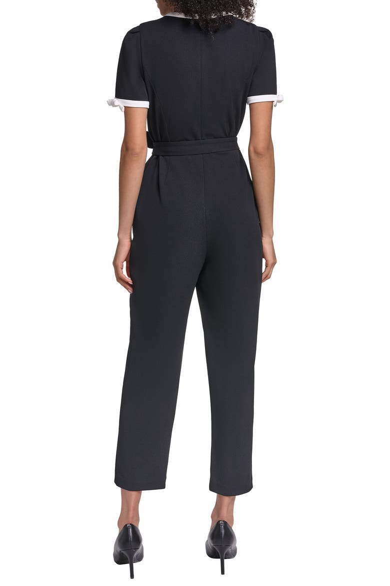 Scuba Crepe Jumpsuit, Alternate, color, BLACK/ SOFT WHITE