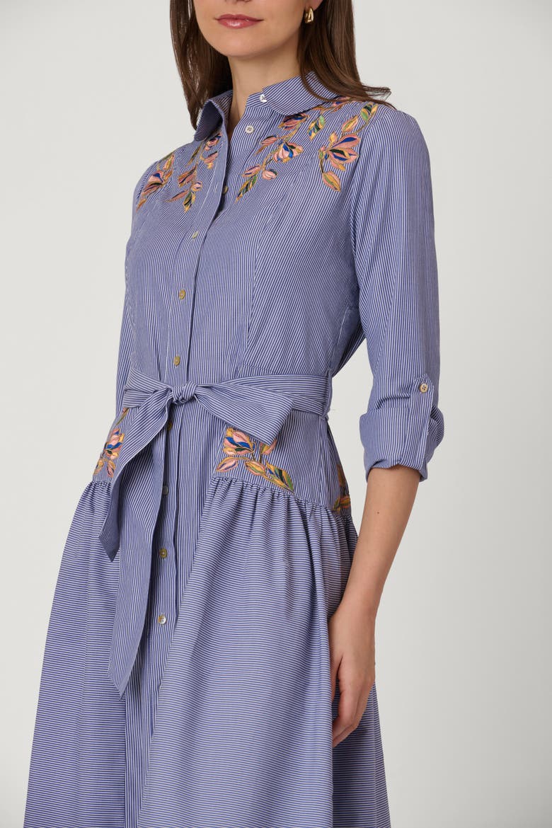 Embroidered Pinstripe Caldwell Dress, Alternate, color, Lapis Multi