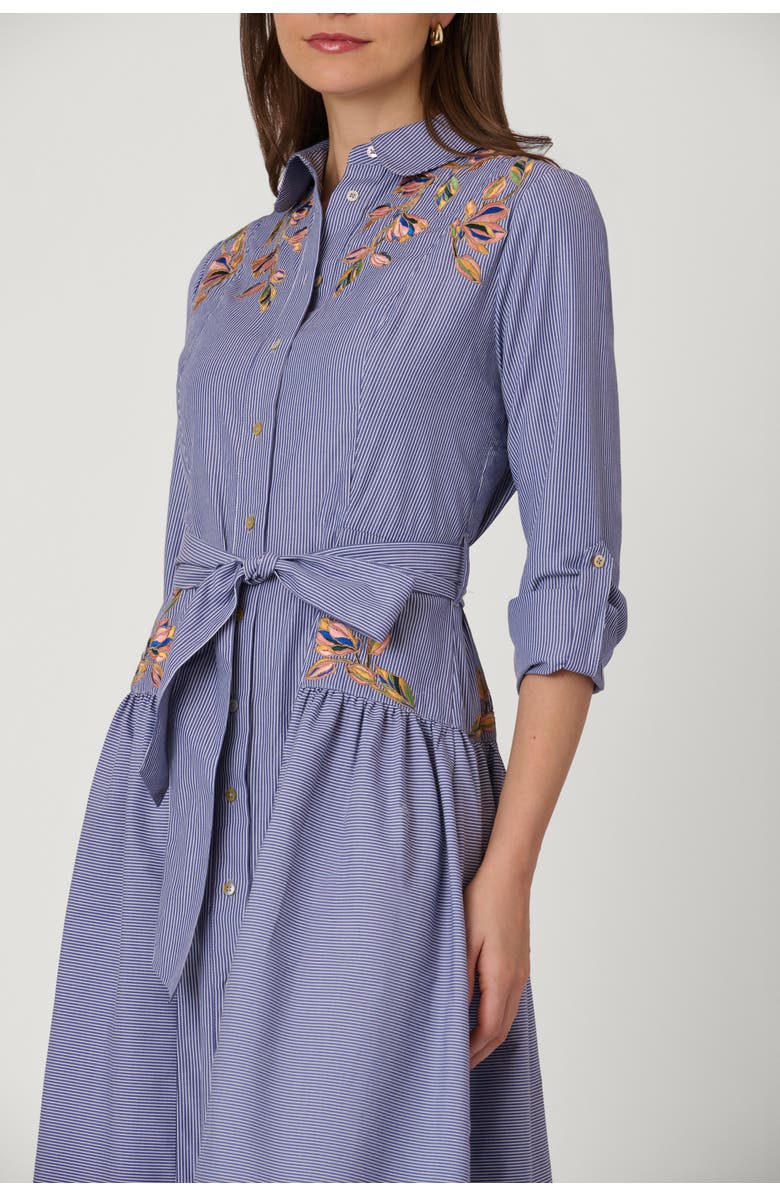 Shoshanna Embroidered Pinstripe Caldwell Dress, Alternate, color, Lapis Multi