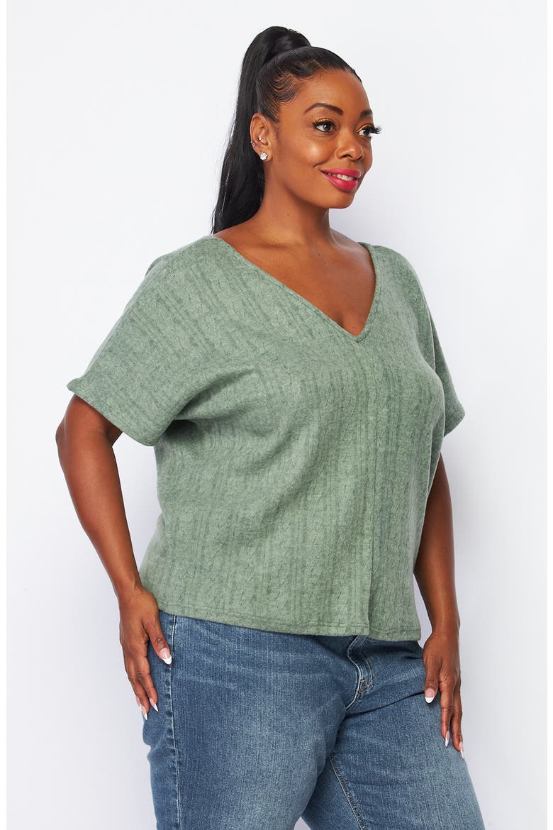 Double V-Neck Top, Alternate, color, OLIVE