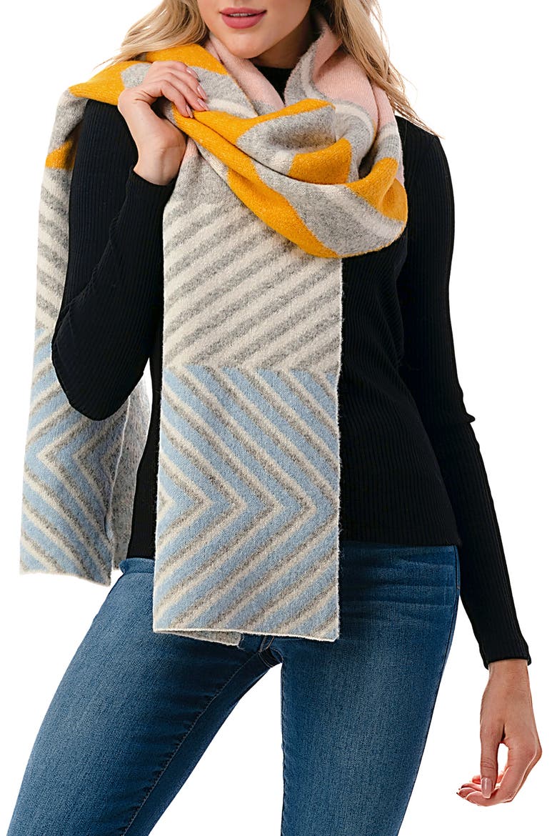 Ultra Soft Chevron Knit Scarf, Main, color, YELLOW