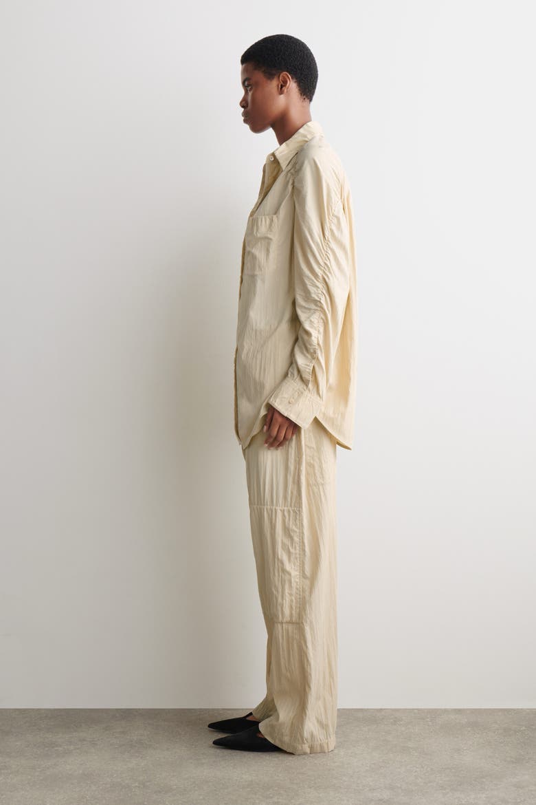Crinkled-Silk Shirt, Alternate, color, LIGHT BEIGE