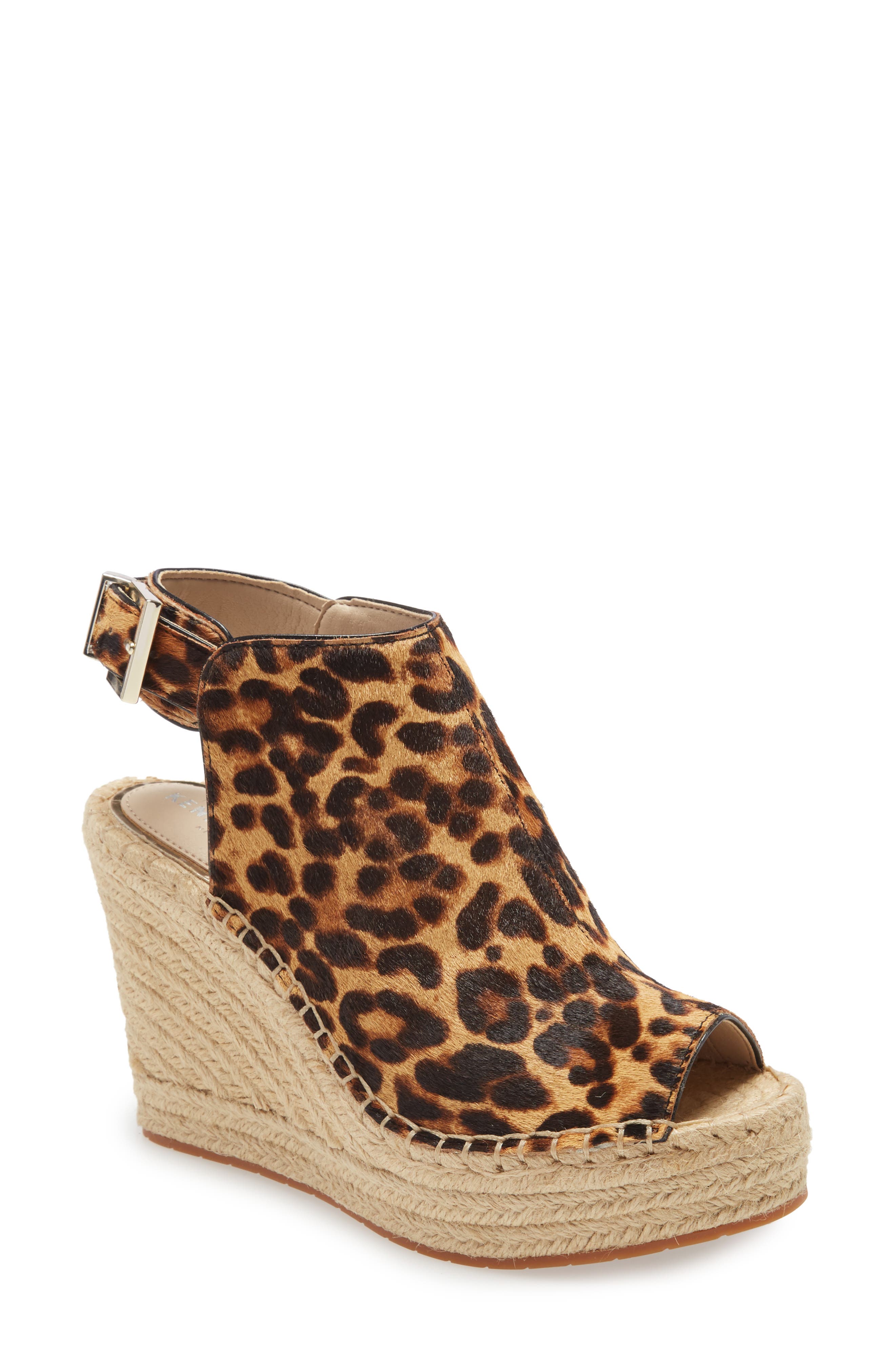 'Olivia' Espadrille Wedge Sandal, Main, color, NATURAL LEOPARD CALF HAIR
