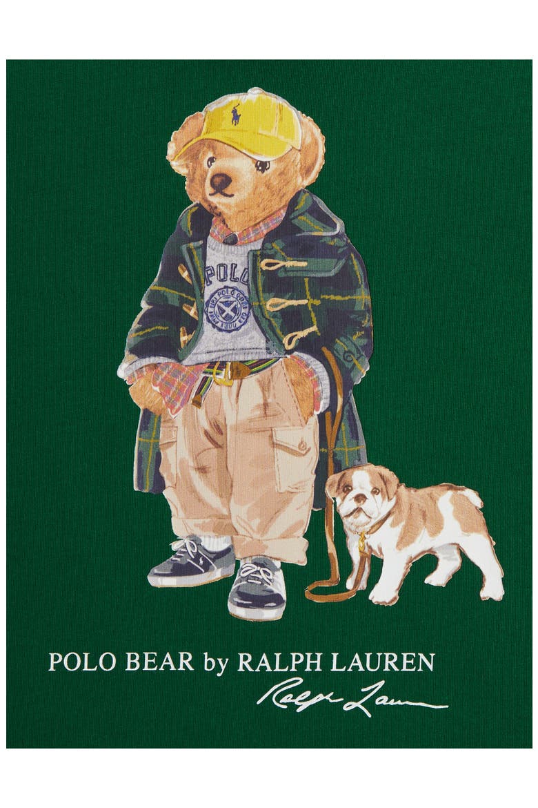 Kids' Polo Bear Hooded Cotton Long Sleeve T-Shirt, Alternate, color, NEW FOREST