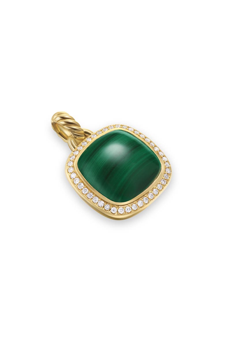 Albion® Pendant in 18K Yellow Gold with Diamonds, 15mm, Alternate, color, MALACHITE