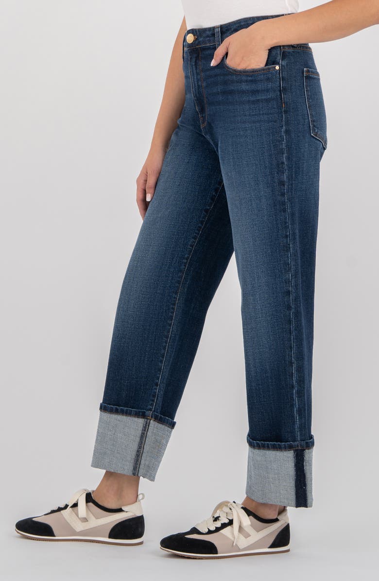 KUT from the Kloth Sienna Cuffed High Waist Relaxed Straight Leg Jeans, Alternate, color, Clarity