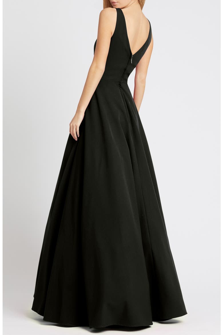 Classic Sleeveless A-Line Gown with Pockets, Alternate, color, BLACK