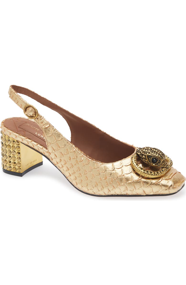 Kurt Geiger London Chelsea Block Heel Slingback Pump, Main, color, Gold