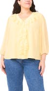 Vince Camuto Double Ruffle Tie Neck Top