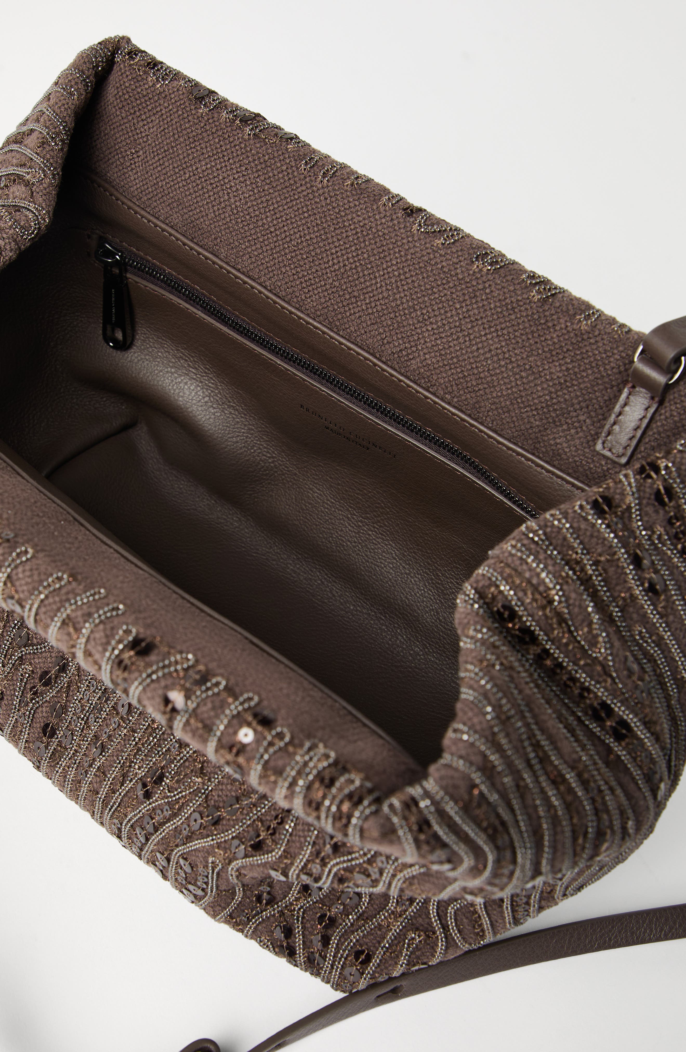 Brunello Cucinelli Abstract Embroidery Pouch bag, Alternate, color, 