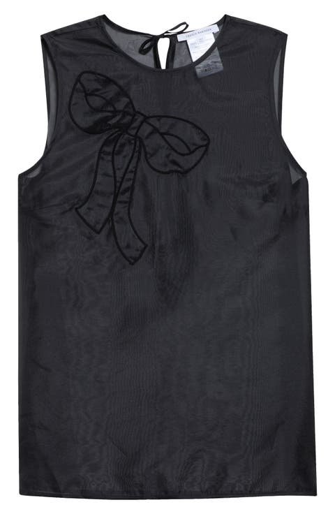 Alba Bow Appliqué Silk Blend Organza Top