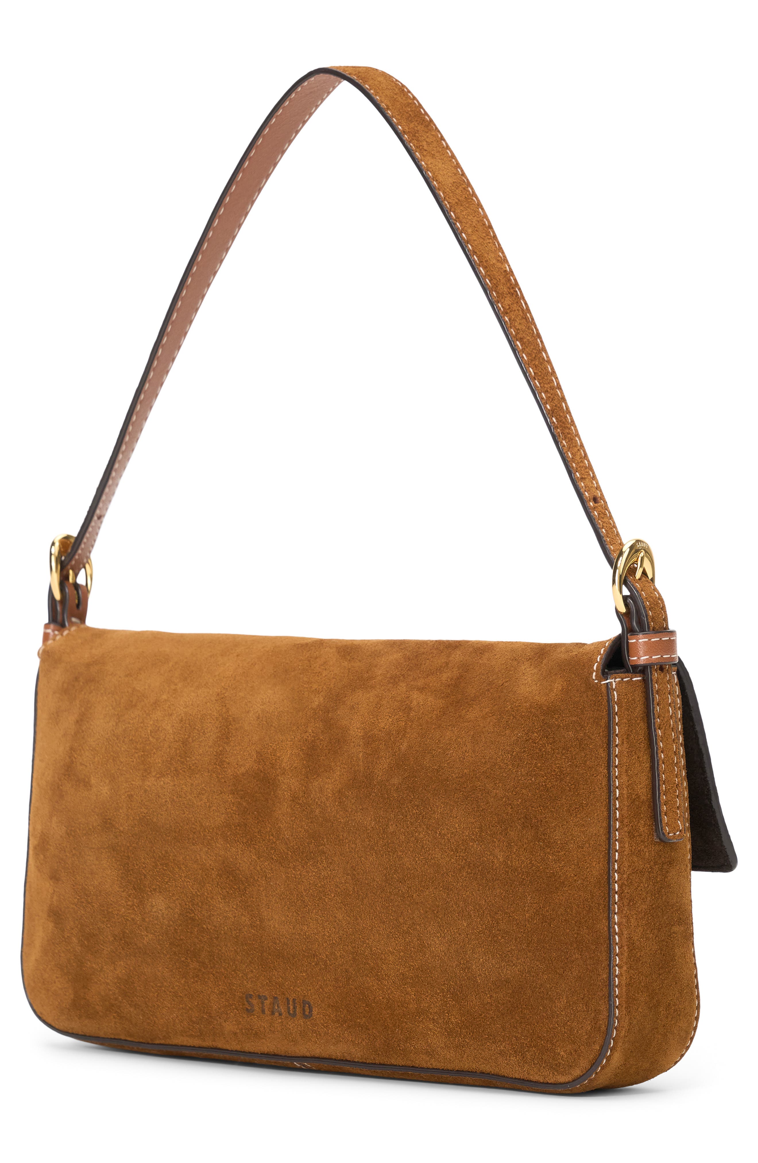 STAUD Harlow Suede Shoulder Bag, Alternate, color, Tan