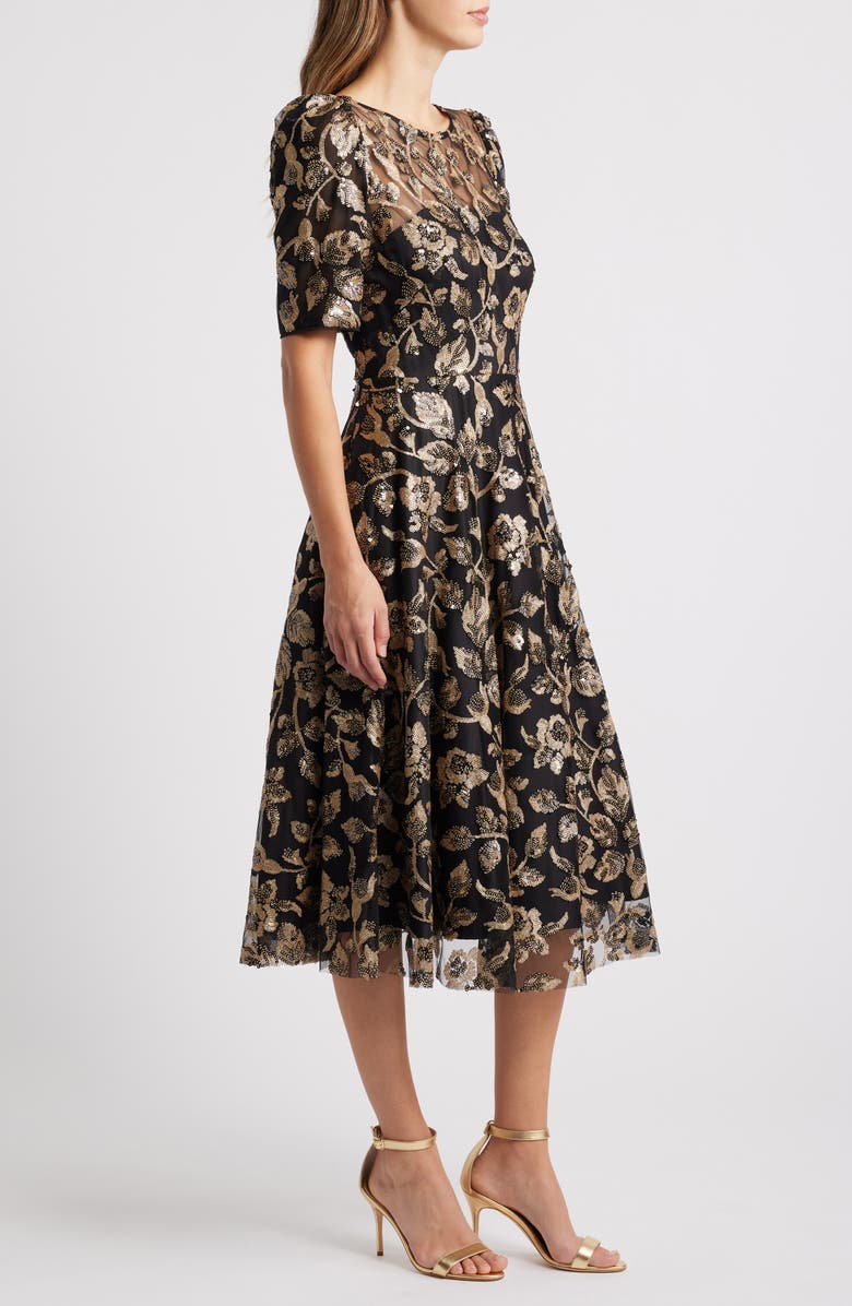 Eliza J Elbow Sleeve Midi Dress, Alternate, color,