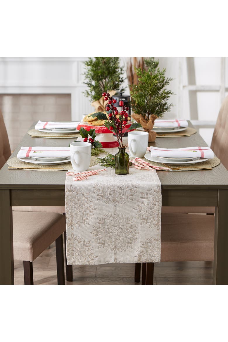 Winter Sparkle Jacquard Table Runner, Alternate, color, Winter Sparkle