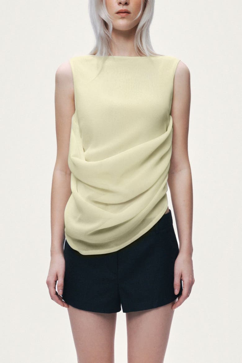 Draped Sleeveless Blouse, Main, color, Yellow
