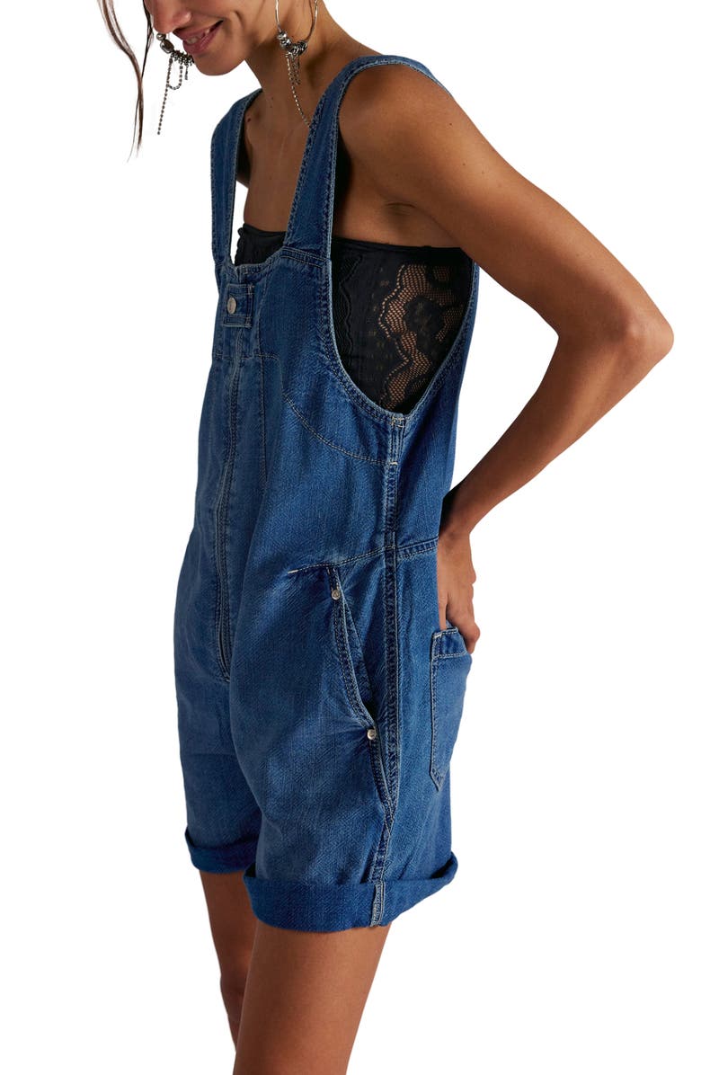 Free People Jude Cotton Shortalls, Alternate, color, Mid Indigo