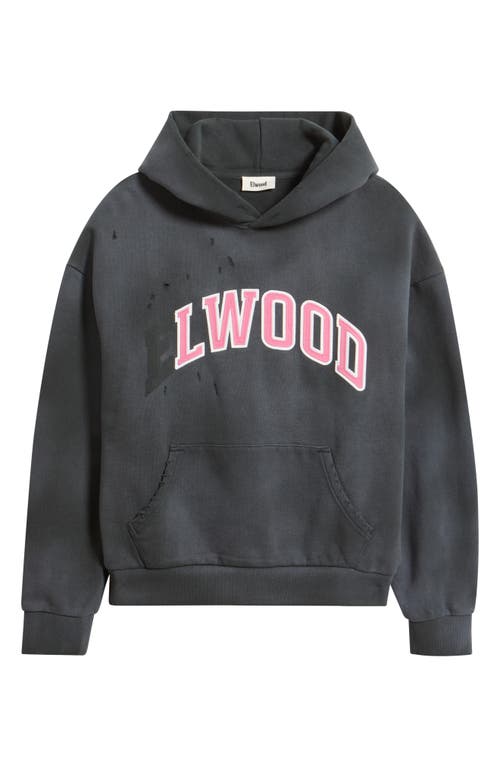 Elwood Fireside Distressed Logo Hoodie In Black