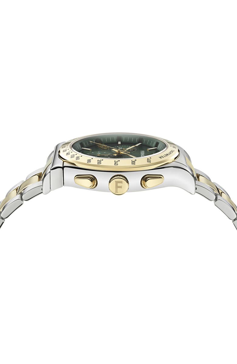 FERRAGAMO 1927 Chronograph Bracelet Watch, 42mm, Alternate, color, Two Tone Green