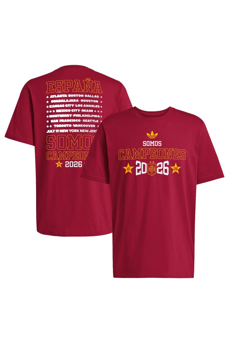 Men's adidas Red Spain National Team 2026 FIFA World Cup Champions Somos Campeones T-Shirt, Main, color, Red