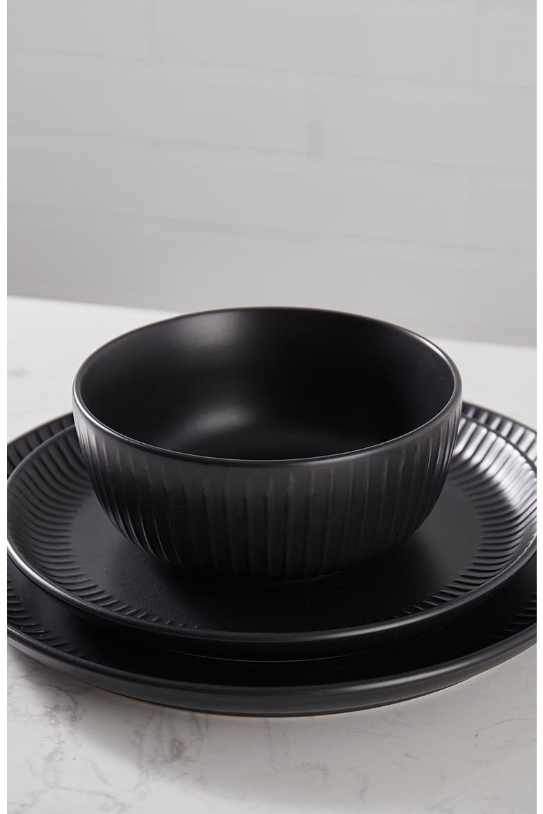 Logan Stoneware 24-Piece Dinnerware Set, Alternate, color, Black 24-Pieces