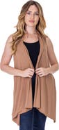 24seven Comfort Apparel Draped Open Front Sleeveless Cardigan Vest