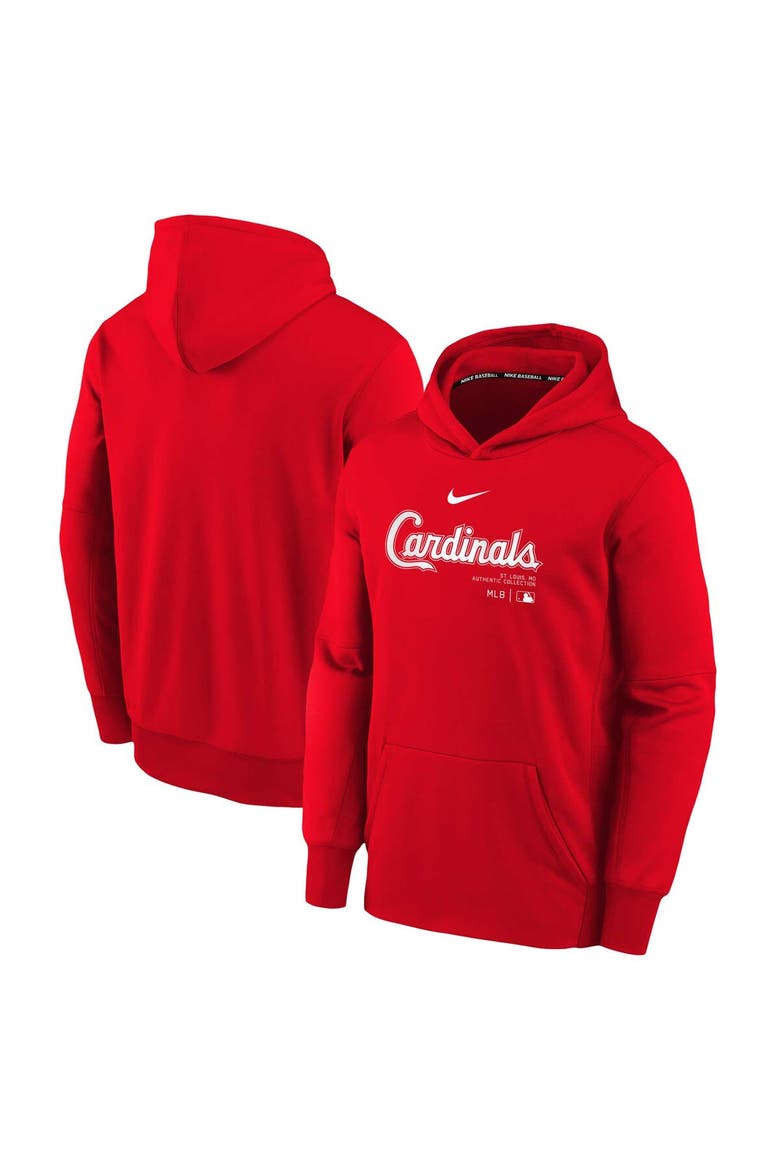 Youth Nike Red St. Louis Cardinals Authentic Collection Performance Pullover Hoodie, Main, color, Red