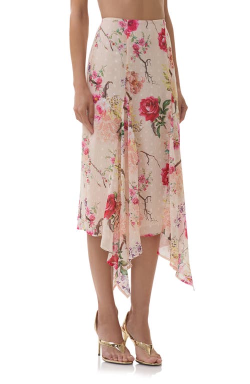 Afrm Sablyn Asymmetric Chiffon Midi Skirt In Pink