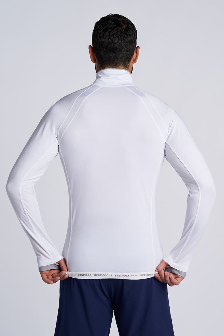 Men's Ultimate Half-Zip Rash Guard, UPF 50+ Sun Protection, Alternate, color, White Line Texture