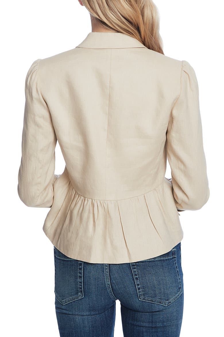 Peplum Linen Jacket, Alternate, color, CRISP SAND