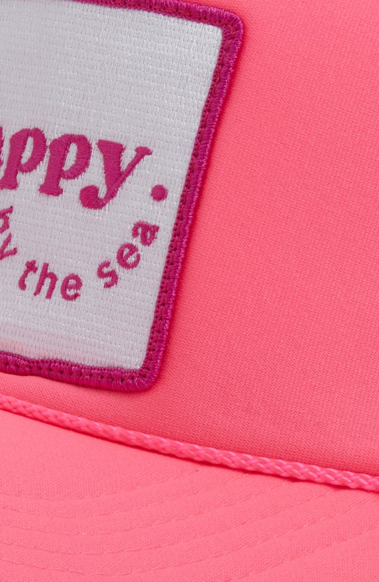 Friday Feelin’ Happy by the Sea Patch Trucker Hat, Alternate, color, Pink