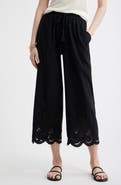 Treasure & Bond Cutwork Hem Linen Blend Pull-On Pants