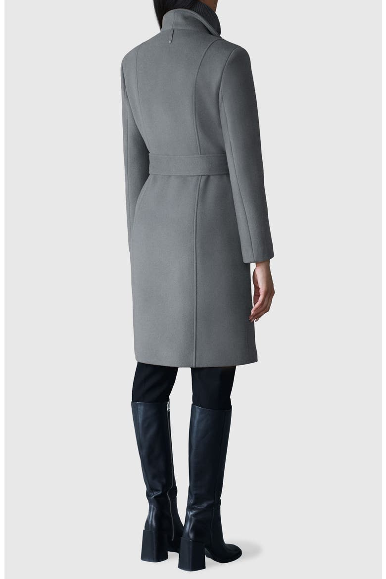 Norita Belted Double Face Wool Coat with Wool Blend Bib, Alternate, color, CARBON MIX