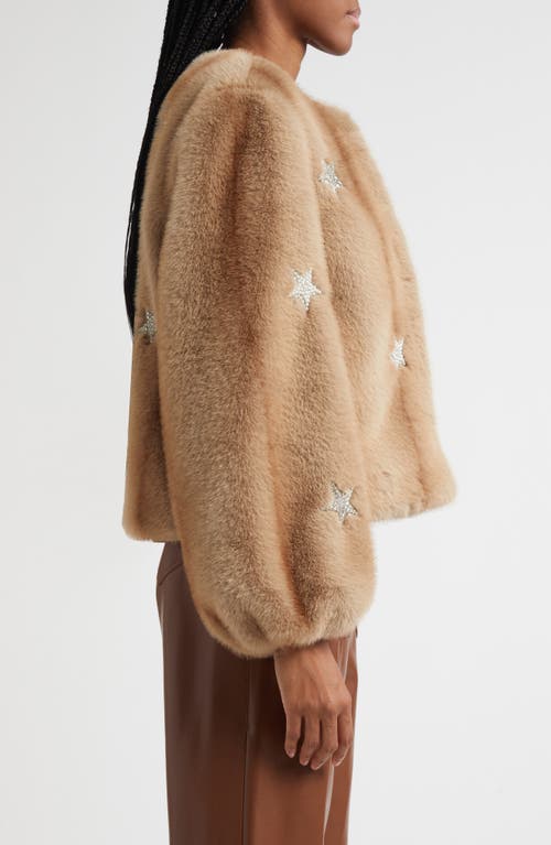 Cinq À Sept Benson Mixed Star Faux Fur Coat In Brown