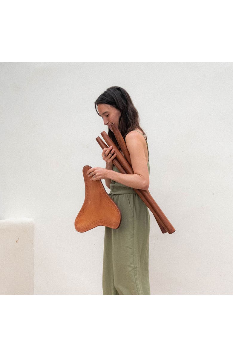 Minga Handmade Leather Stool - Stamped Design, Alternate, color,