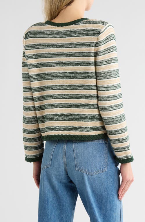 Veronica Beard Claudine Stripe Linen Blend Knit Jacket In Multi