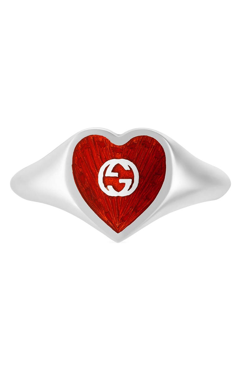 Gucci Extra Small Interlocking-G Red Heart Ring, Alternate, color,